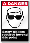 Safety Glasses Required Beyond This Point Danger Signs