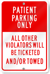 Patient Parking Only Sign