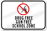 Horizontal Drug Free Gun Free School Zone Sign