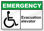 Evacuation Elevator Emergency Sign