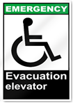 Evacuation Elevator Emergency Signs