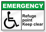 Refuge Point Keep Clear Emergency Sign