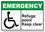 Refuge Point Keep Clear Emergency Signs