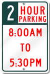 2 Hour Parking Sign