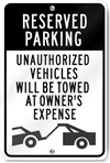 Reserved Parking Unauthorized Vehicles (Graphic) Sign