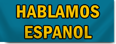 Hablamos Espanol Block Lettering Banner