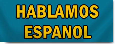 Hablamos Espanol Block Lettering Banner | SignsToYou.com