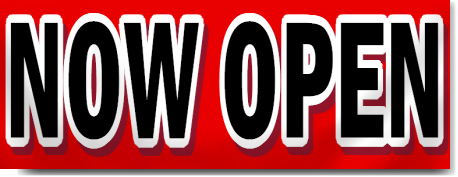 Now Open Block Lettering Banner