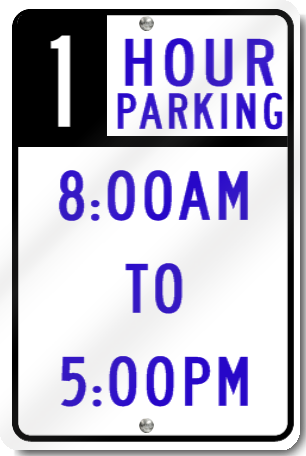 1 Hour Parking Sign