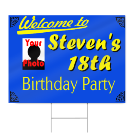 18th Birthday Party Sign w/ Photograph