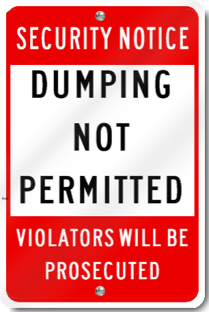 Dumping Not Permitted Sign