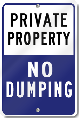 Private Party No Dumping Sign