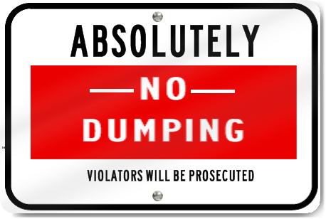 Absolutely No Dumping Road Sign