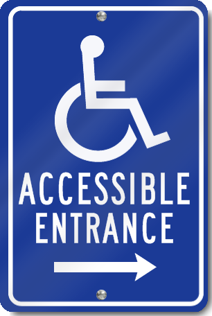 Handicapped Accessible Entrance Right Arrow Sign