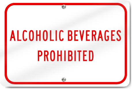 Horizontal Alcoholic Beverages Prohibited Sign