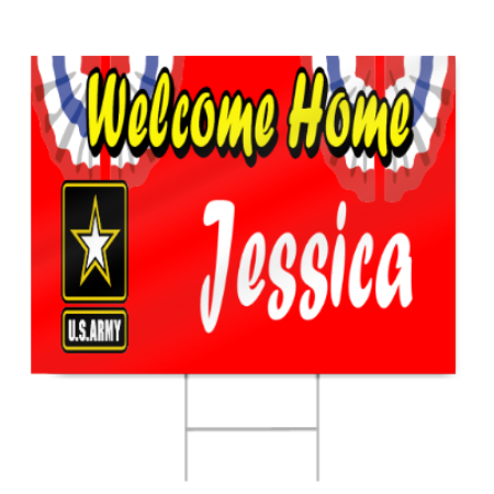 Personalized Welcome Home Army Military Camouflage Outdoor Yard Sign w/ Stake 