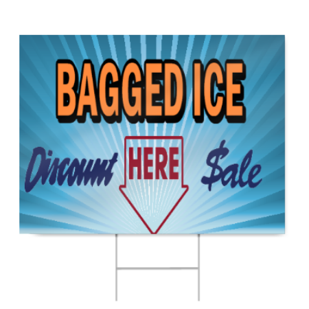 Bagged Ice Discount Sale Here Sign