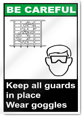 Keep All Guards In Place Wear Goggles Be Careful Signs