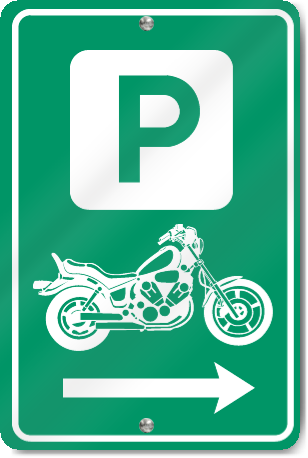 Motorcycle Parking Right Direction Sign 