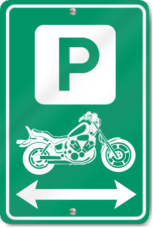 Motorcycle Parking to the Left and Right Sign 