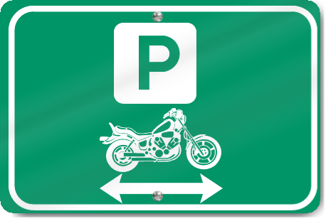 Horizontal Motorcycle With Double Directional Parking Arrow Sign