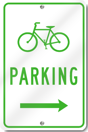 Bicycle Parking With Right Directional Arrow Sign 