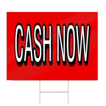 Cash Now Block Letters Sign