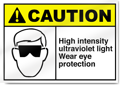 High Intensity Ultraviolet Light Wear Eye Protection Caution Signs