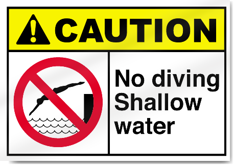 No Diving Shallow Water Caution Signs