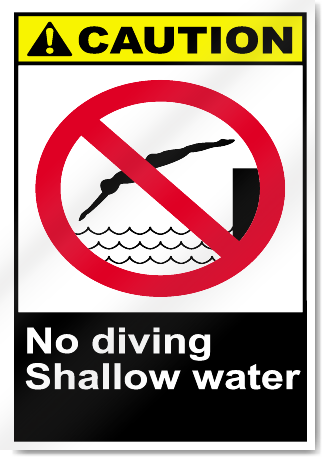 No Diving Shallow Water Caution Signs