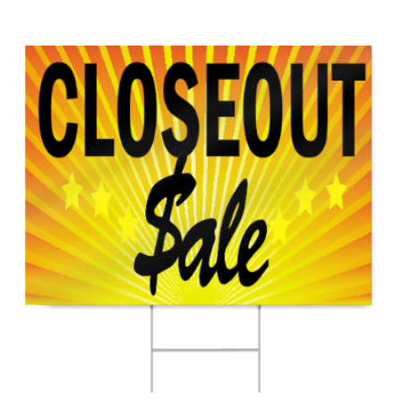 Closeout Sale Sign in Yellow