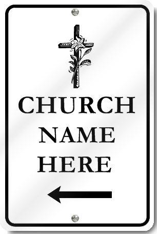 Custom Church Left Directional Arrow With Cross Sign