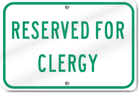 Horizontal Reserved For Clergy Sign