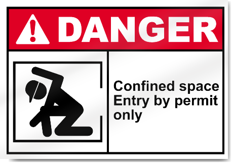 Confined Space Entry By Permit Only Danger Signs