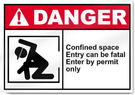 Confined Space Entry Can Be Fatal Enter By Permit Only Danger Signs
