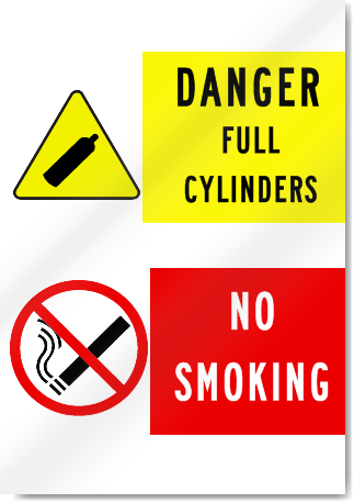 Danger Full Cylinders No Smoking Safety Sign 