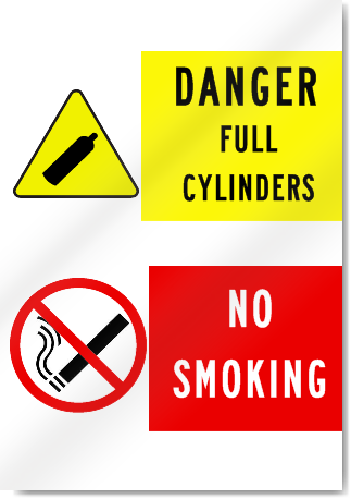 Danger Full Cylinders No Smoking Sign 