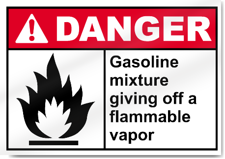 Gasoline Mixture Giving Off A Flammable Vapor Danger Signs