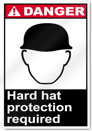 Hard Hat Protection Required Danger Signs