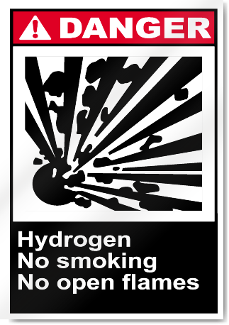 Hydrogen No Smoking No Open Flames Danger Signs