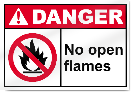 No Open Flames Danger Signs