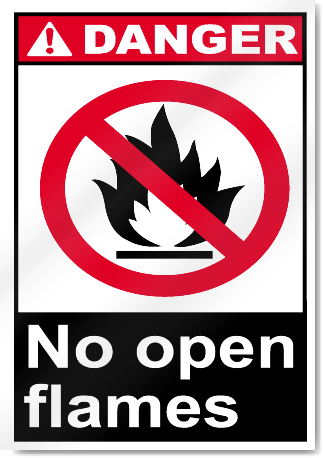 No Open Flames Danger Signs