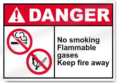 No Smoking Flammable Gases Keep Fire Away Danger Signs