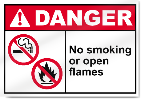 No Smoking Or Open Flames Danger Signs