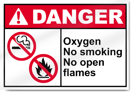 Oxygen No Smoking No Open Flames Danger Signs