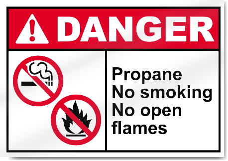 Propane No Smoking No Open Flames Danger Signs