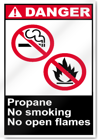 Propane No Smoking No Open Flames Danger Signs