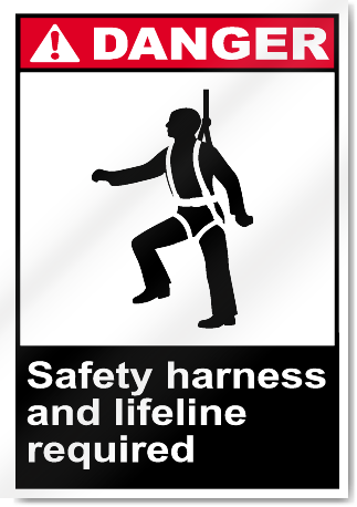 Safety Harness And Lifeline Required Danger Signs