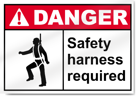 Safety Harness Required Danger Signs