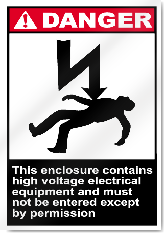 This Enclosure Contains High Voltage Electrical Danger Signs
